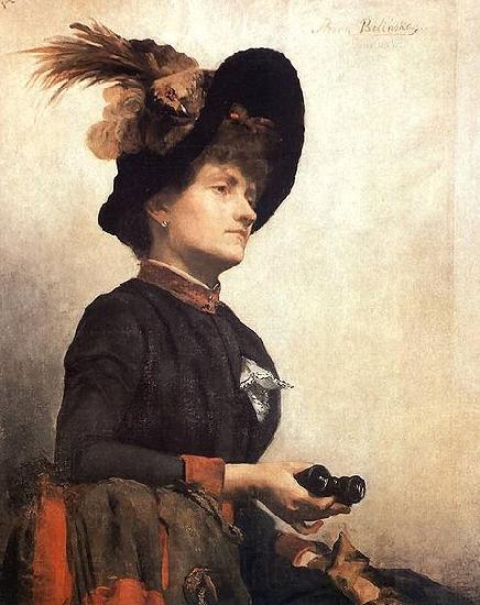 Anna Bilinska-Bohdanowicz Portrait of a lady with binoculars Norge oil painting art